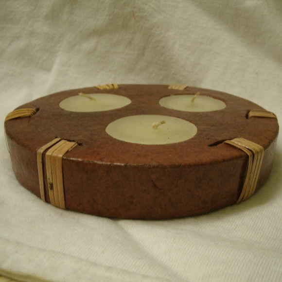 Pottery Triple Tealite Candle handmade in Bali - Picture 2 of 8